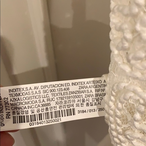 Zara White Textured Lace Short Sleeve Dress Size S - Picture 7 of 8